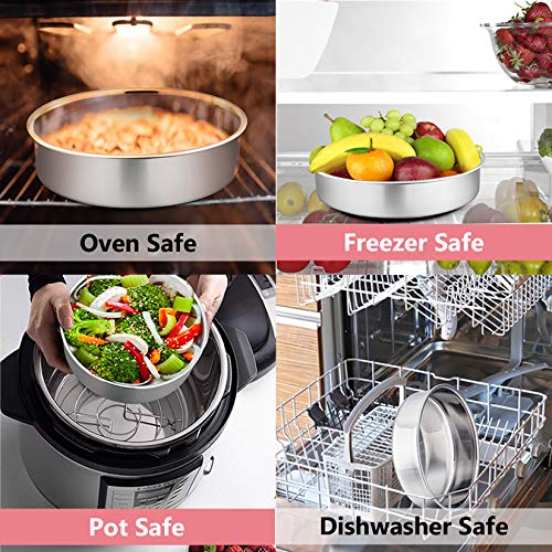 P&P CHEF Cake Pan Set of 3, 4" + 6" + 8" Round Baking Layer Tier Cake Pans Tins, Stainless Steel Bakeware for Birthday Weeding, Heavy Duty & Non Toxic, Mirror Finish & Dishwasher Safe - Image 5