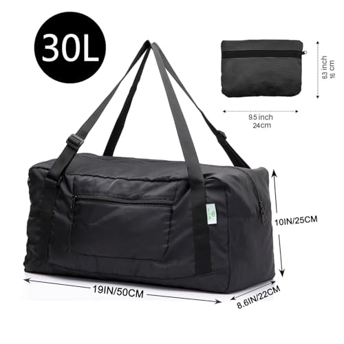 HOLYLUCK Foldable Travel Duffel Bag For Women & Men Luggage Great for Gym (black) One_Size - Image 3