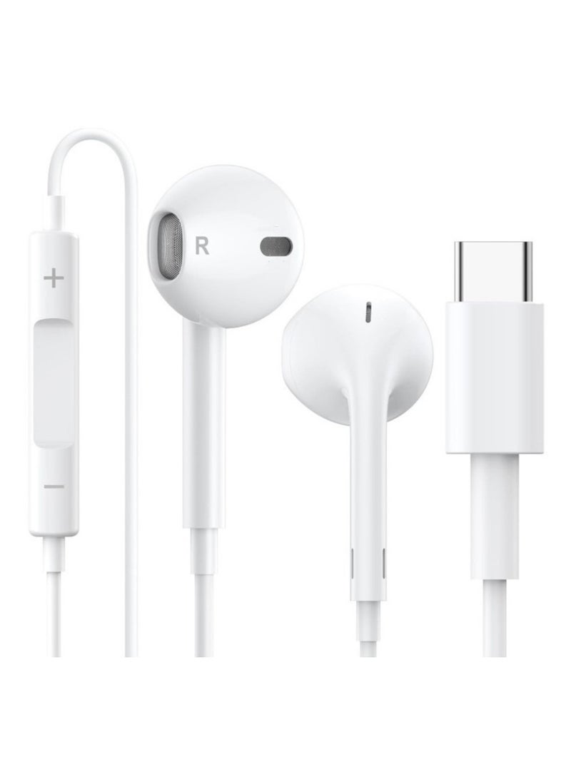 Generic - Type C Earphone Wired In-Ear Headphones Built-in Mic Volume Control Compatible with iPhone 15 Pro Max Plus iPad Android Smartphones Galaxy S23 - S22 - S21 - S20, Note 10 - 20 A53 - A54 A16 - USB C In-Ear HiFi Stereo Noise Reduction Headphones with Mic and Volume Control Compatible with Samsung - Wired Earphone Type C Port with Built-in Mic, Compatible with Oppo Reno 11/Reno 11F/Reno 10 Pro/Reno 12F/Reno 10/Realme/Vivo/OnePlus - Handfree Type C - Headphone Type C - Earphone Type C - Image 1