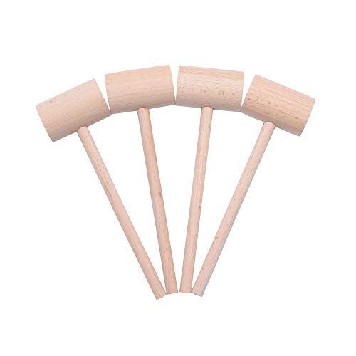 DOMG 4 Pcs Wooden Crab Lobster Mallets Seafood Hammers, Solid Natural Beechwood - Image 4