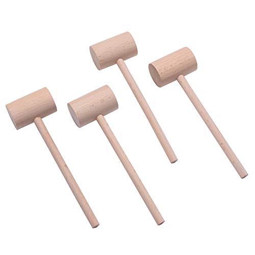 DOMG 4 Pcs Wooden Crab Lobster Mallets Seafood Hammers, Solid Natural Beechwood - Image 1
