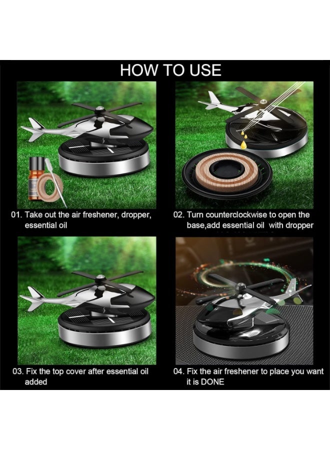 MUNTAQI Solar Powered Helicopter Car Air Freshener – Rotating Aromatherapy Diffuser for Dashboard, Aviation Aluminum Alloy Auto Vent Clip, Long-Lasting Fragrance for Car, Office & Home - Image 2