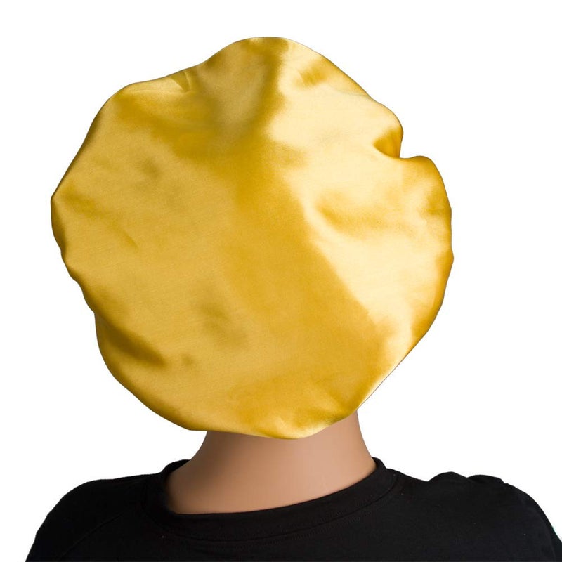 Dehman Handmade Fully Reversible Luxuries Pure Satin Hair Bonnet satin sleep cap Safe For All Hair Types - Most Beneficial Hair care Product Available 2020 (GOLDEN) - Image 1