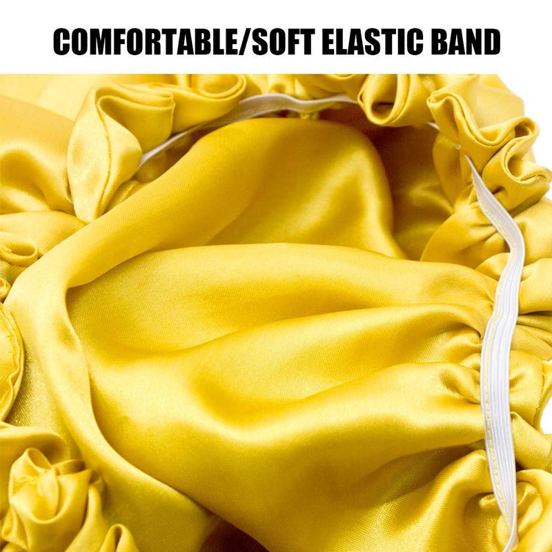 Dehman Handmade Fully Reversible Luxuries Pure Satin Hair Bonnet satin sleep cap Safe For All Hair Types - Most Beneficial Hair care Product Available 2020 (GOLDEN) - Image 4