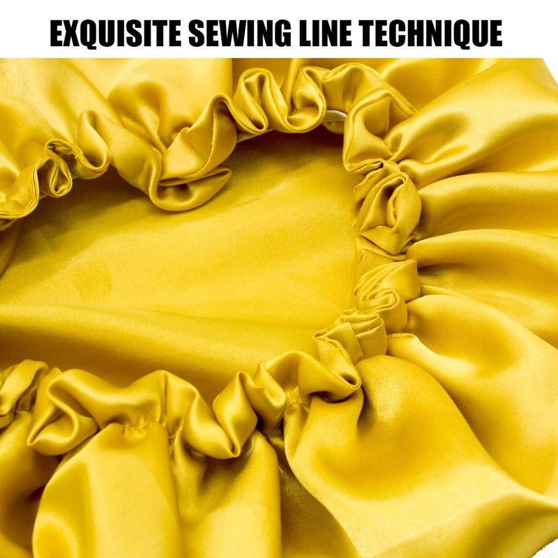 Dehman Handmade Fully Reversible Luxuries Pure Satin Hair Bonnet satin sleep cap Safe For All Hair Types - Most Beneficial Hair care Product Available 2020 (GOLDEN) - Image 2