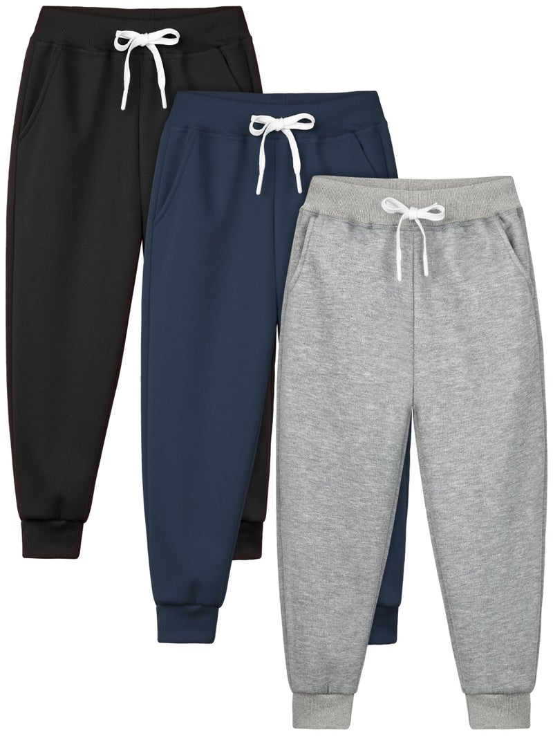 Resinta 3 Pack Kids and Toddlers Boys Pull-On Fleece Sweatpants Active Joggers Pants Basic Track Pants for Boys - Image 1