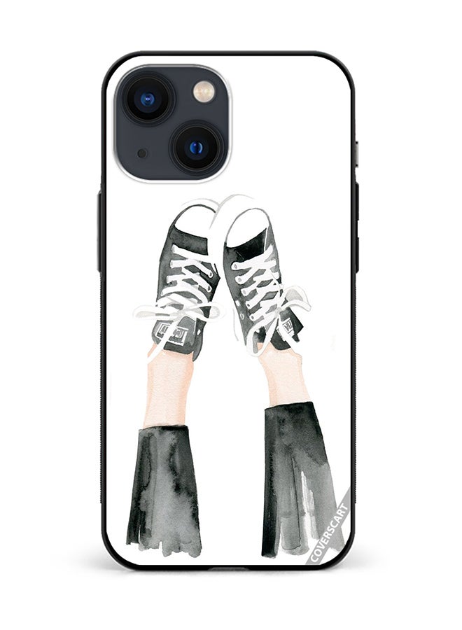 Protective Case Cover For Apple iPhone 13 Mini Black & White Shoes 2 Design Multicolour