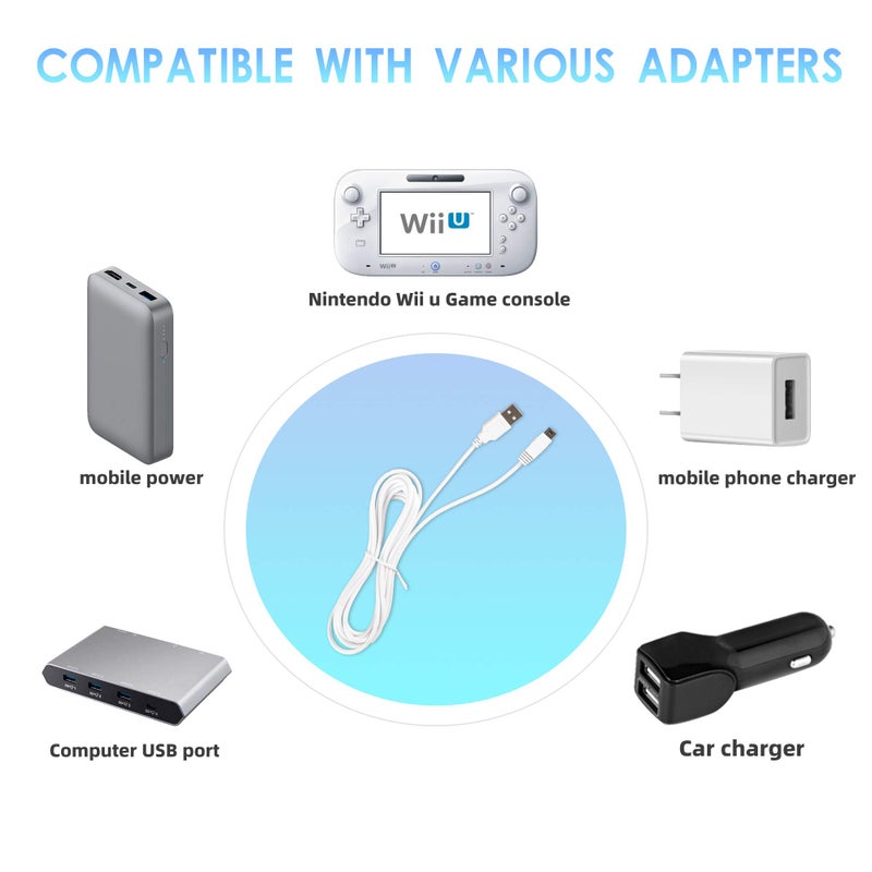 Xahpower 2Pack 10FT Charger Cable for Wii U Gamepad, AC Power Adapter Charger Cord for Nintendo Wii U Gamepad Remote Controller - Image 2