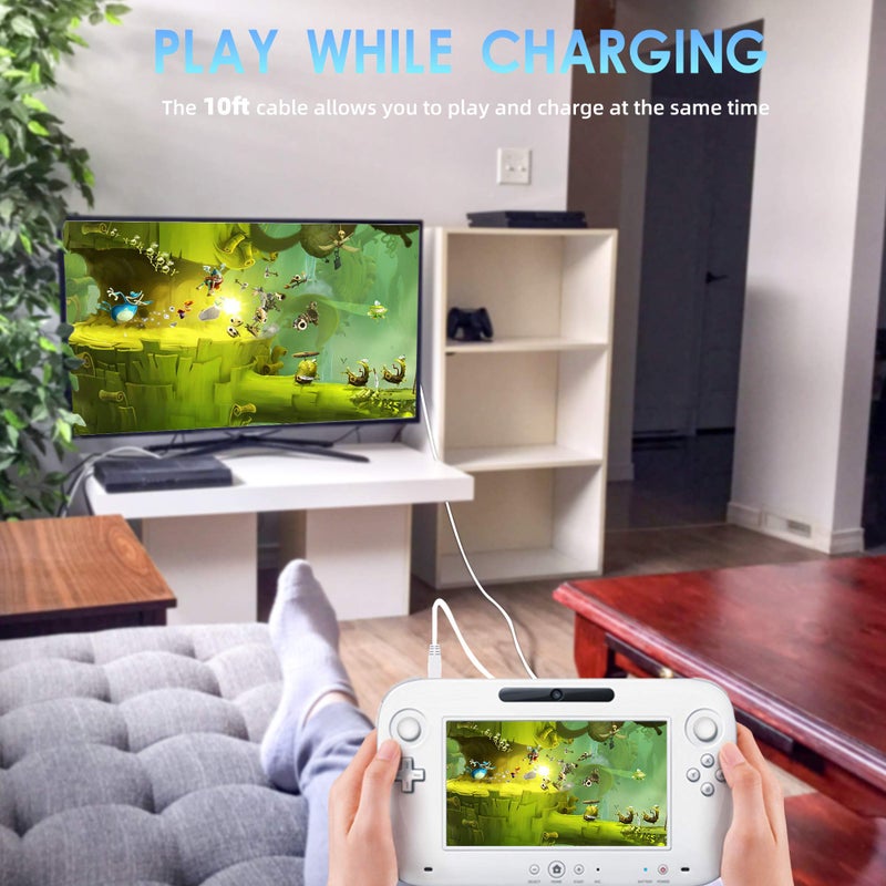 Xahpower 2Pack 10FT Charger Cable for Wii U Gamepad, AC Power Adapter Charger Cord for Nintendo Wii U Gamepad Remote Controller - Image 5