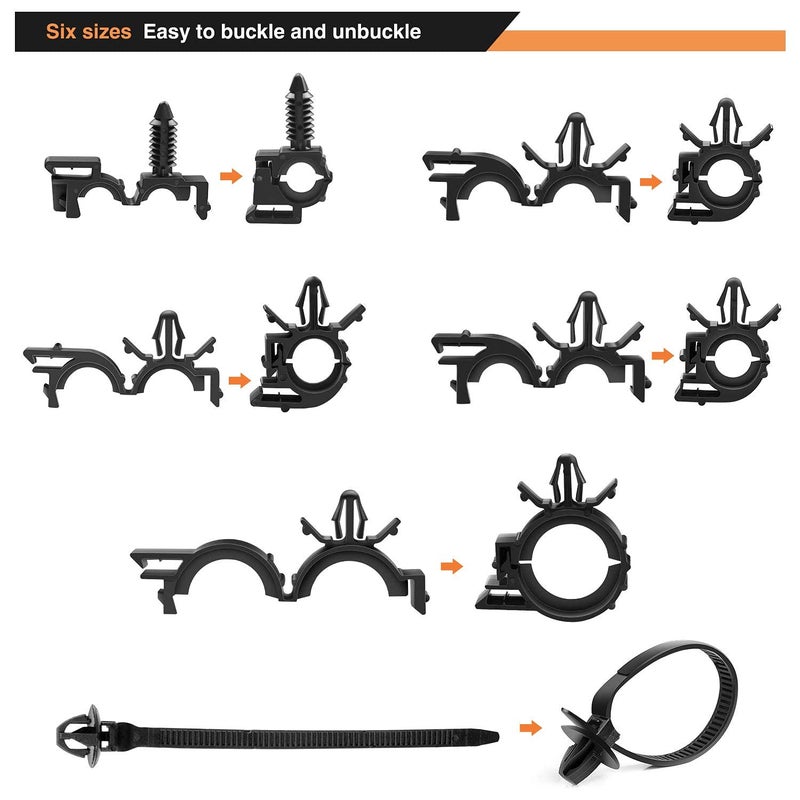 GOOACC 60Pcs Car Wire Loom Routing Clips Assortment - 6 Different Sizes Universal Wiring Harness Routing Clip Replacement Parts for Honda GM Mazda - Image 5