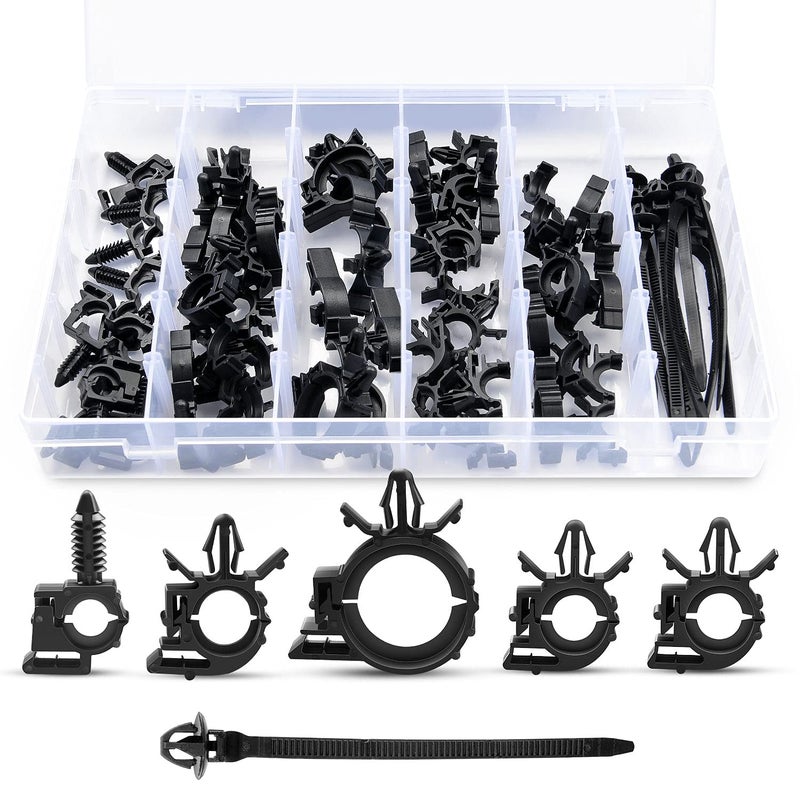 GOOACC 60Pcs Car Wire Loom Routing Clips Assortment - 6 Different Sizes Universal Wiring Harness Routing Clip Replacement Parts for Honda GM Mazda - Image 2