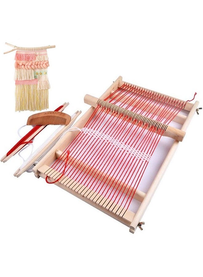Kissbuty Wooden Multicraft Weaving Loom Large Weaving Frame To Handcraft For Kids And Beginners 9.9 By 15.7 By 1.3 Inches (Wooden) - Image 1