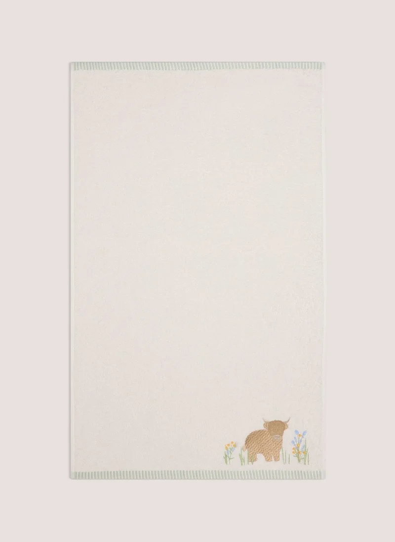ماتلان Highland Cow Embroidered Hand Towel