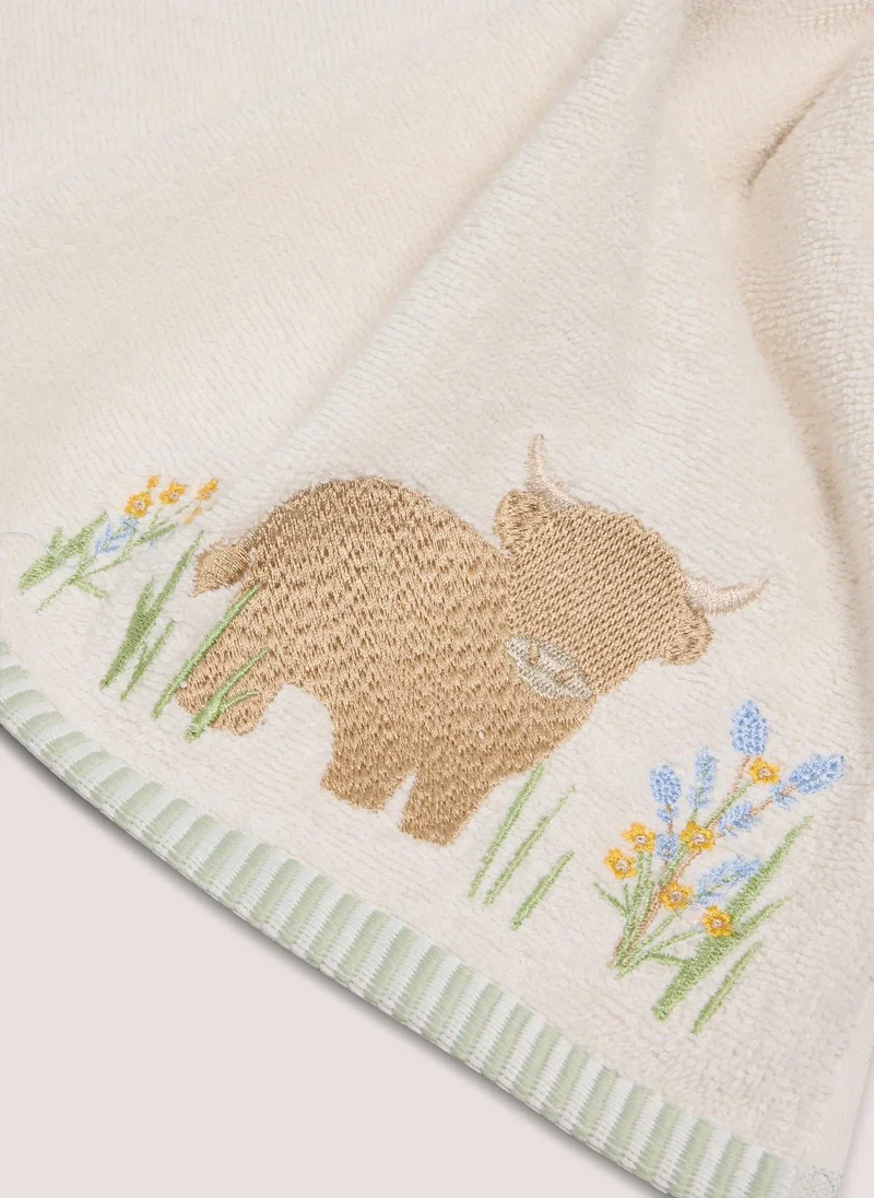 ماتلان Highland Cow Embroidered Hand Towel