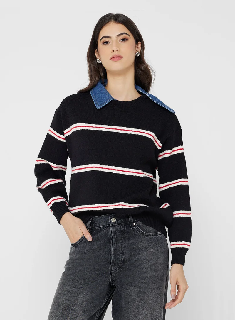 جينجر Classic Knitted Stripe Sweater