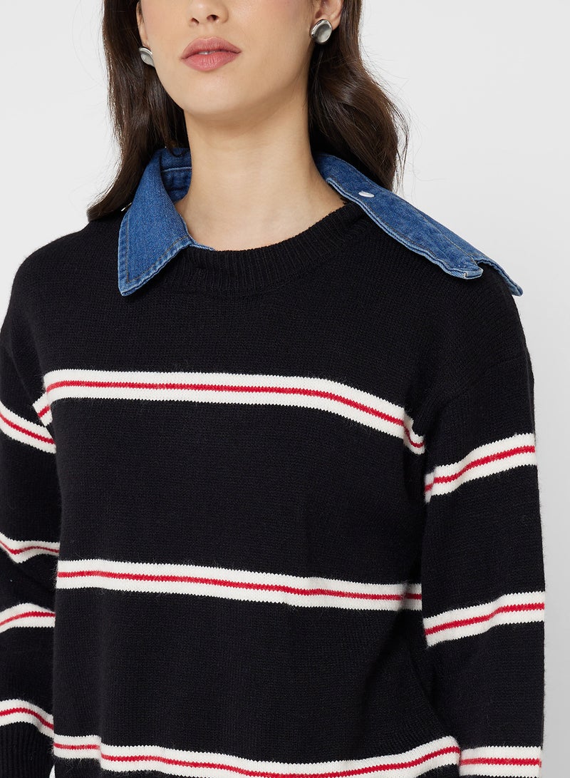 جينجر كنزة صوفية كلاسيكية مخططة - Image 3