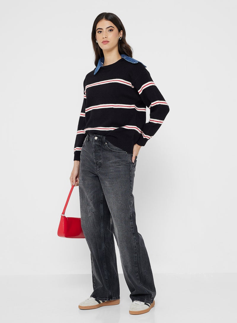 جينجر كنزة صوفية كلاسيكية مخططة - Image 4