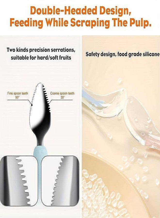 Wavva® Double Head Baby Spoon Silicone Soft Baby Fruit Scraping Mud Spoon Feeding Spoons Training Scrapping Fruits Children Babies for Gifts. (1) - Image 5