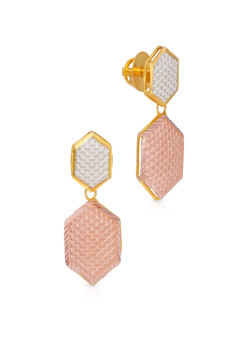 Malabar Gold and Diamonds أقراط نسائية على شكل قطرة من الذهب عيار 22 قيراط 916 مع صمولة لولبية NBERNK156 - Image 1