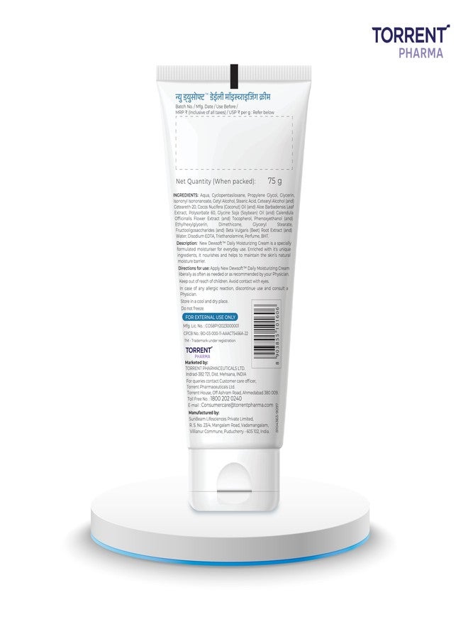 Torrent Dewsoft Moisturising Cream 75g with Coconut & Aloe for Daily Hydration - By Torrent Pharma - Image 2