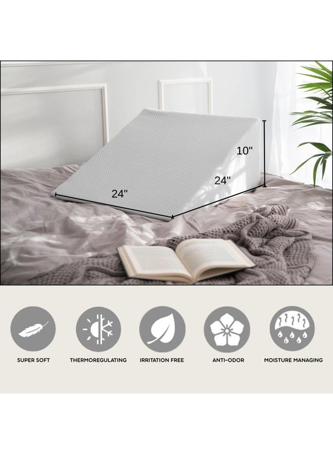 PlanetofBamboo Bamboo Viscose Top Layer Wedge Pillow Case Cover 24x24x10, Moisture-Wicking, Cooling and Breathable Wedge Pillow Cover with Zipper - Image 4