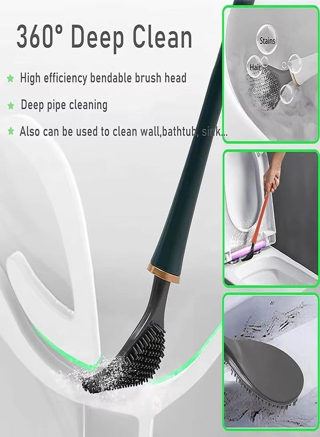 Kesrinplus 2 Premium Compact and Stylish Wall-Hung Stand Bathroom Toilet Brush and Holder Set – Flexible Silicone Bristles, Space-Saving Design (Multicolor) (2 Pcs) - Image 2