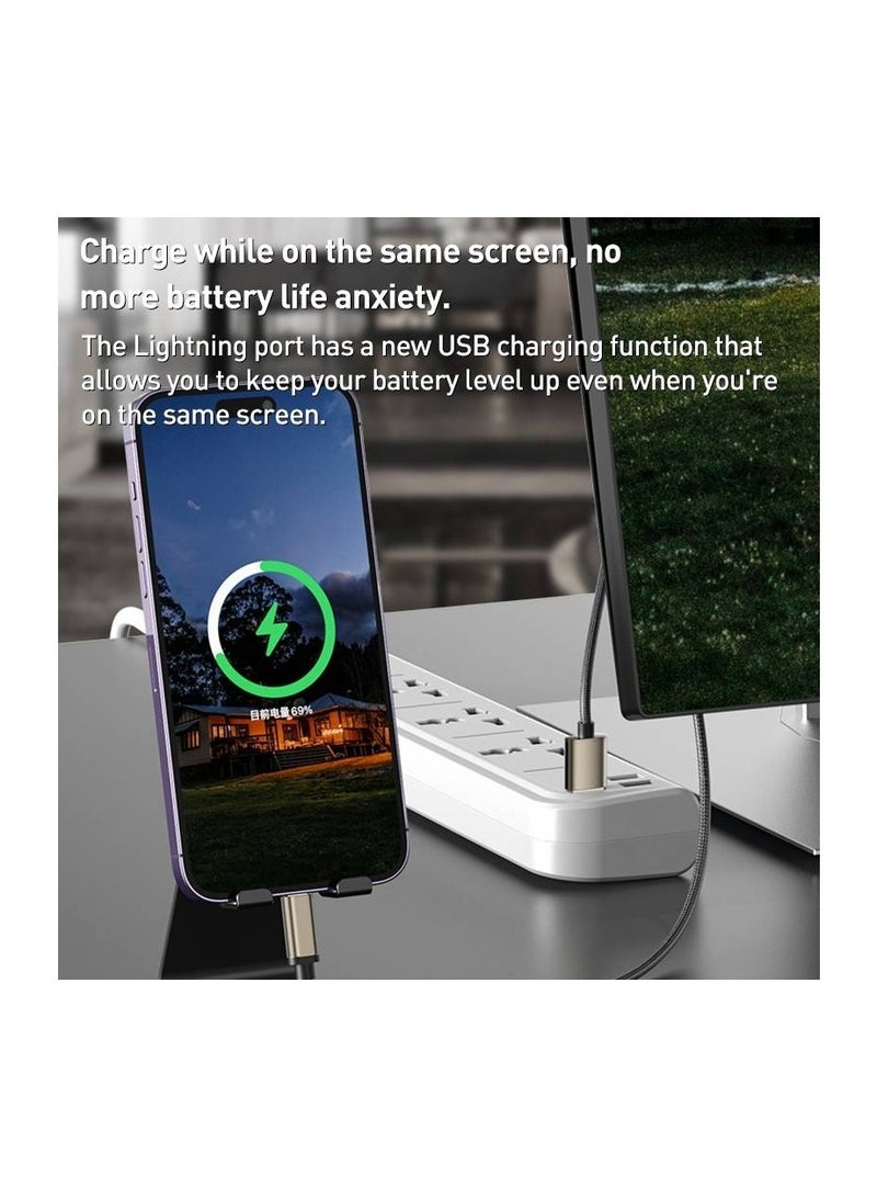 يسيدو محول يسيدو لايتنينج إلى اتش دي ام اي مع يو اس بي للشحن - 2 متر - ذهبي/أسود - Image 4