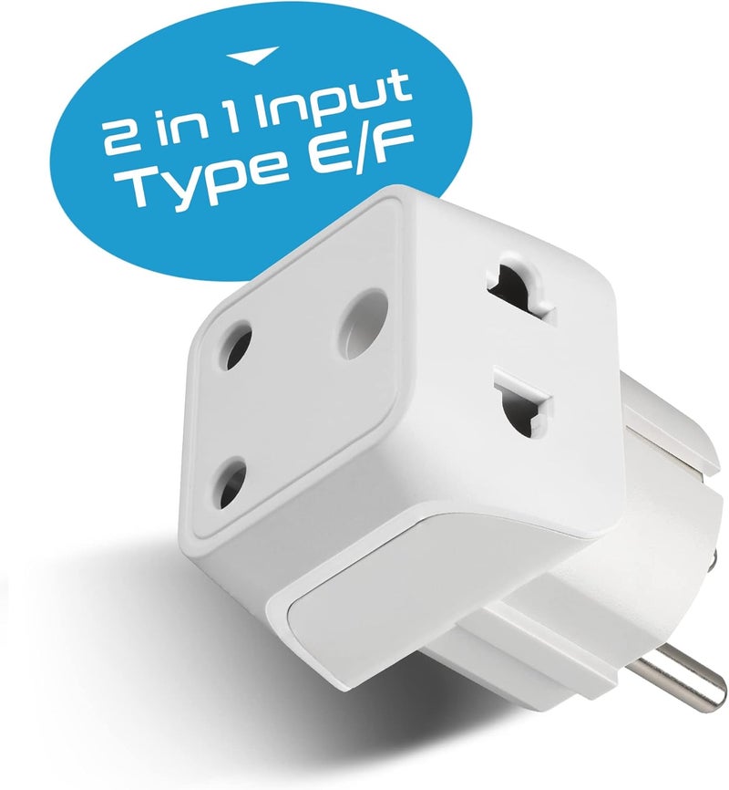 Ceptics Europe Travel Adapter, 2 in 1 India to Europe, Germany, France Schuko Adapter - Type E/F European Plug Adapter for Laptops, Phones, Chargers, CE - RoHS - 3 Pack - Image 2