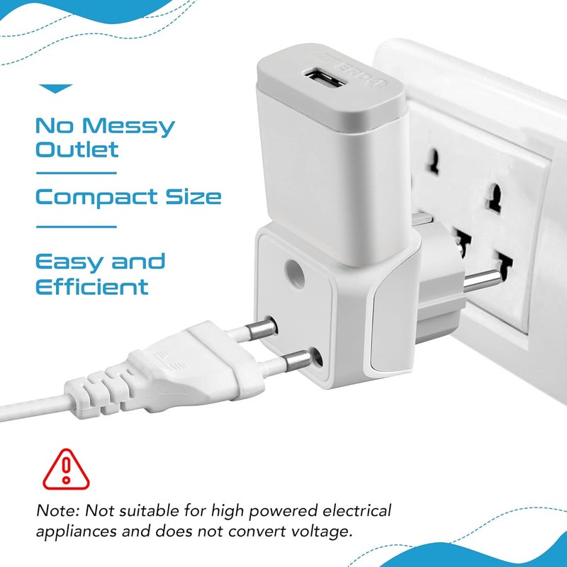 Ceptics Europe Travel Adapter, 2 in 1 India to Europe, Germany, France Schuko Adapter - Type E/F European Plug Adapter for Laptops, Phones, Chargers, CE - RoHS - 3 Pack - Image 5