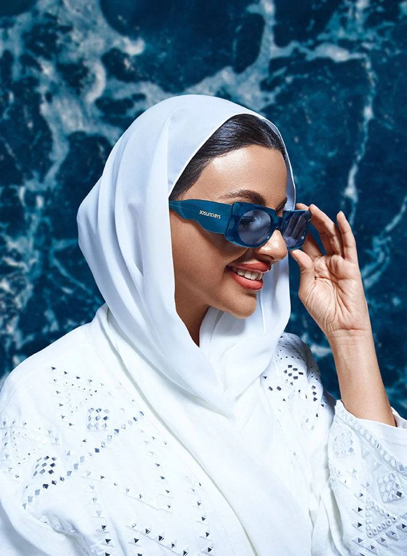 30Sundays Piper,Women Sunglasses, Rectangle Sunglasses, UV Protection: UV400 (Blue,Blue)
