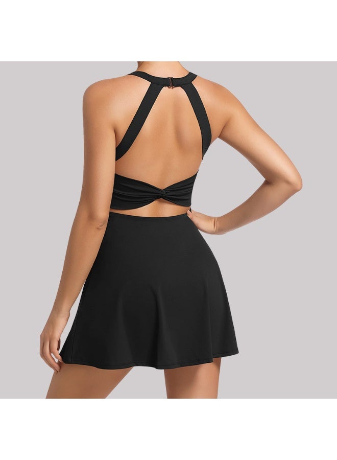 Solid Color Dresses Backless Sling Tennis Dress Shorts Athletic Dresses Summer Women's Clothing Women sports top  - Image 2