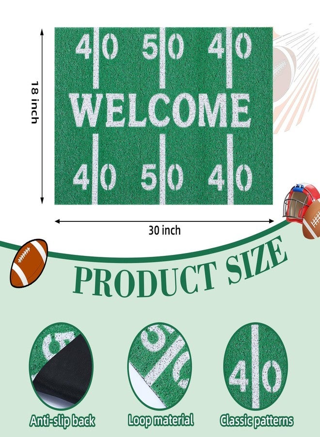 Dunzy Football Door Mat Welcome Outdoor Door Mats Football Field Design Front Doors Rugs Non Slip Floor Mats for Gift Porch Entryway Indoor Outdoor, 30 x 18 Inch - Image 2