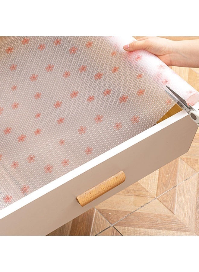 Cherry Blossom Flower Shelf Liner for Kitchen Cabinets Non-Adhesive Drawer Liner Non-Slip Refrigerator Liner Waterproof Fridge Pad Cupboard Mat Easy Placemats - Image 1