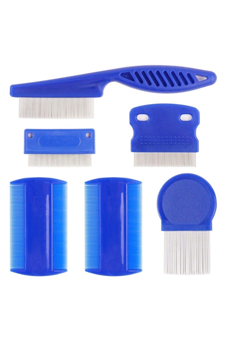 مجموعة من 6 قطع من مشط البراغيث والقمل المصنوع من الفولاذ المقاوم للصدأ، مشط لتنظيف القطط وإزالة المخاط والقشور