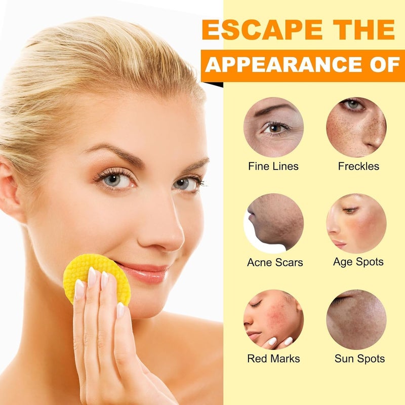 TOPSELLERS Kojic Acid and Turmeric Cleansing Pads (50 Count), Chemical Free Ultra-Soft & Gentle Skin Brightening Pads, Deep Cleansing Mild and Non-irritating, Helps Balance Skin Oil And Hydration (Suit for All Skin Type) - Image 5