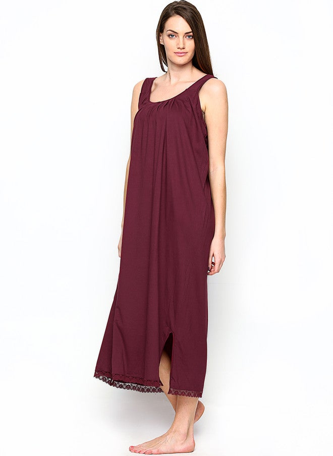 Red Rose Women Maroon Maxi Nightdress SANDHYA - Image 2