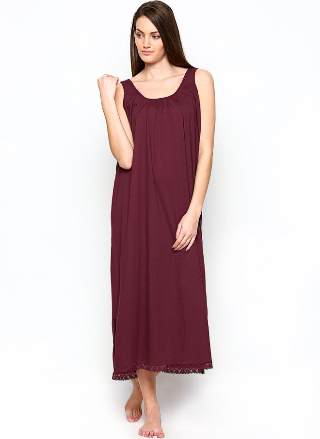 Red Rose Women Maroon Maxi Nightdress SANDHYA - Image 1