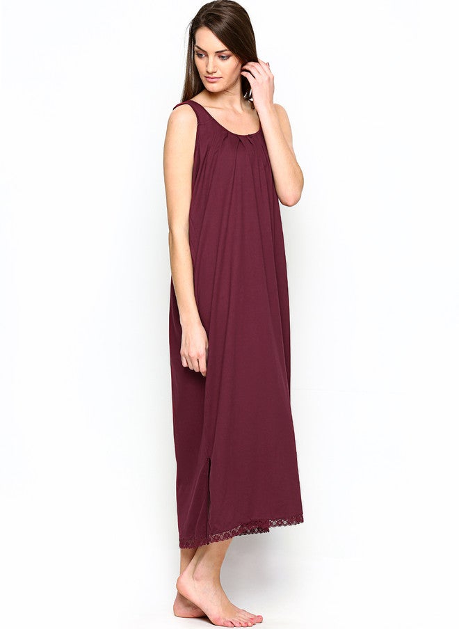 Red Rose Women Maroon Maxi Nightdress SANDHYA - Image 3