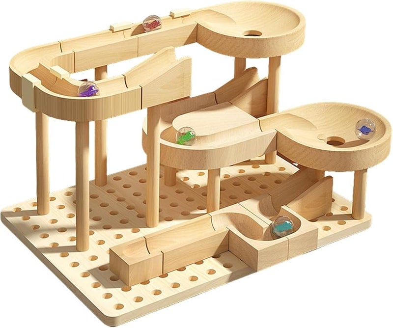 Wooden Marble Race Track Maze Game Educational STEM Toy For Kids 22 5x16 5x16 5cm - Image 1