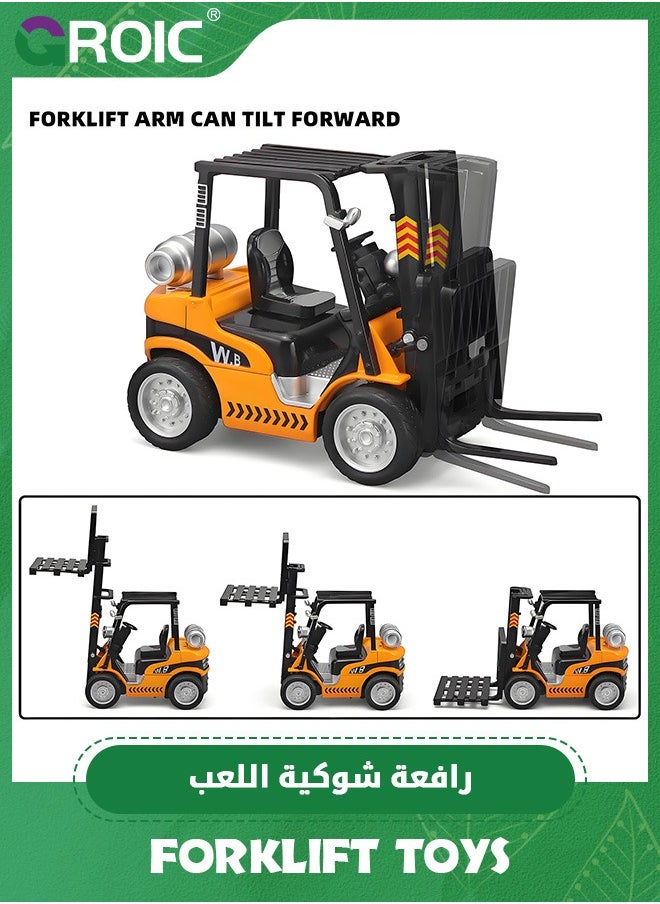 GROIC Forklift Toys for Kids, Construction Truck Forklift, Metal DieCast Forklift Toy, Pull Back Fork Lift Toy with Lights and Sounds, Toy Forklift with Liftable Design, Forklift for Kids Age 3+  - Image 4