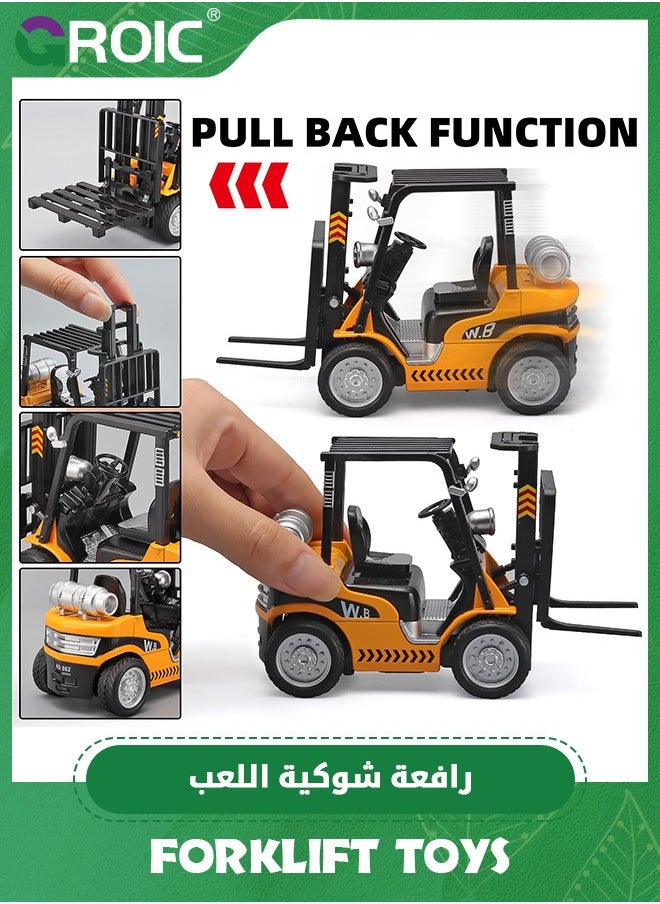 GROIC Forklift Toys for Kids, Construction Truck Forklift, Metal DieCast Forklift Toy, Pull Back Fork Lift Toy with Lights and Sounds, Toy Forklift with Liftable Design, Forklift for Kids Age 3+  - Image 2