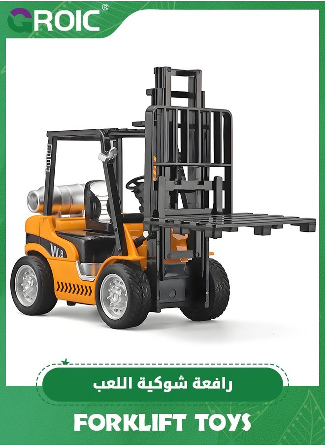 GROIC Forklift Toys for Kids, Construction Truck Forklift, Metal DieCast Forklift Toy, Pull Back Fork Lift Toy with Lights and Sounds, Toy Forklift with Liftable Design, Forklift for Kids Age 3+  - Image 1