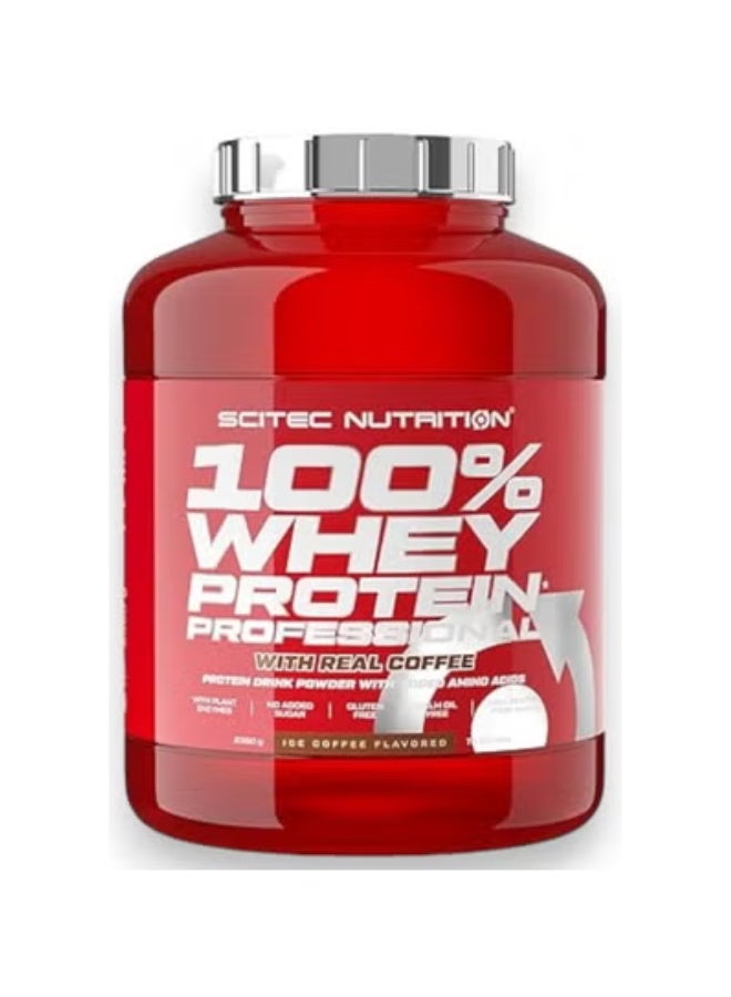 SCITEC NUTRITION مسحوق بروتين مصل اللبن 100% بروفيشينال مع أحماض أمينية مضافة، بنكهة قهوة مثلجة، 78 حصة - Image 1