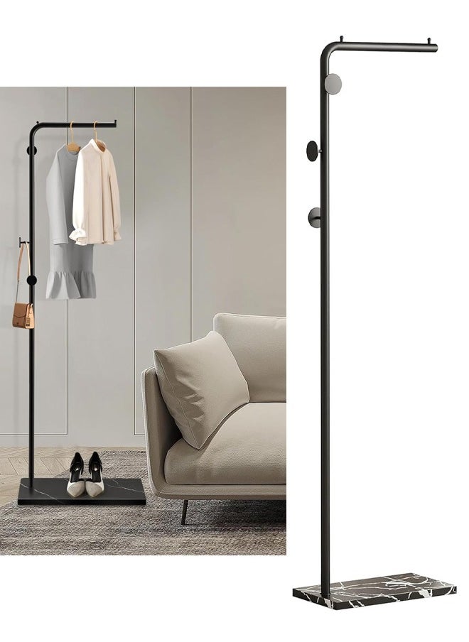 VUCATIN - Metal Coat Rack with Hooks and Stable Base Modern Coat Tree with Crossbar L Shaped Coat Hanger Stand Perchero De Pie Free Standing Coat Rack for Entryway and Corner Shelves (L-Type Black) - Image 1