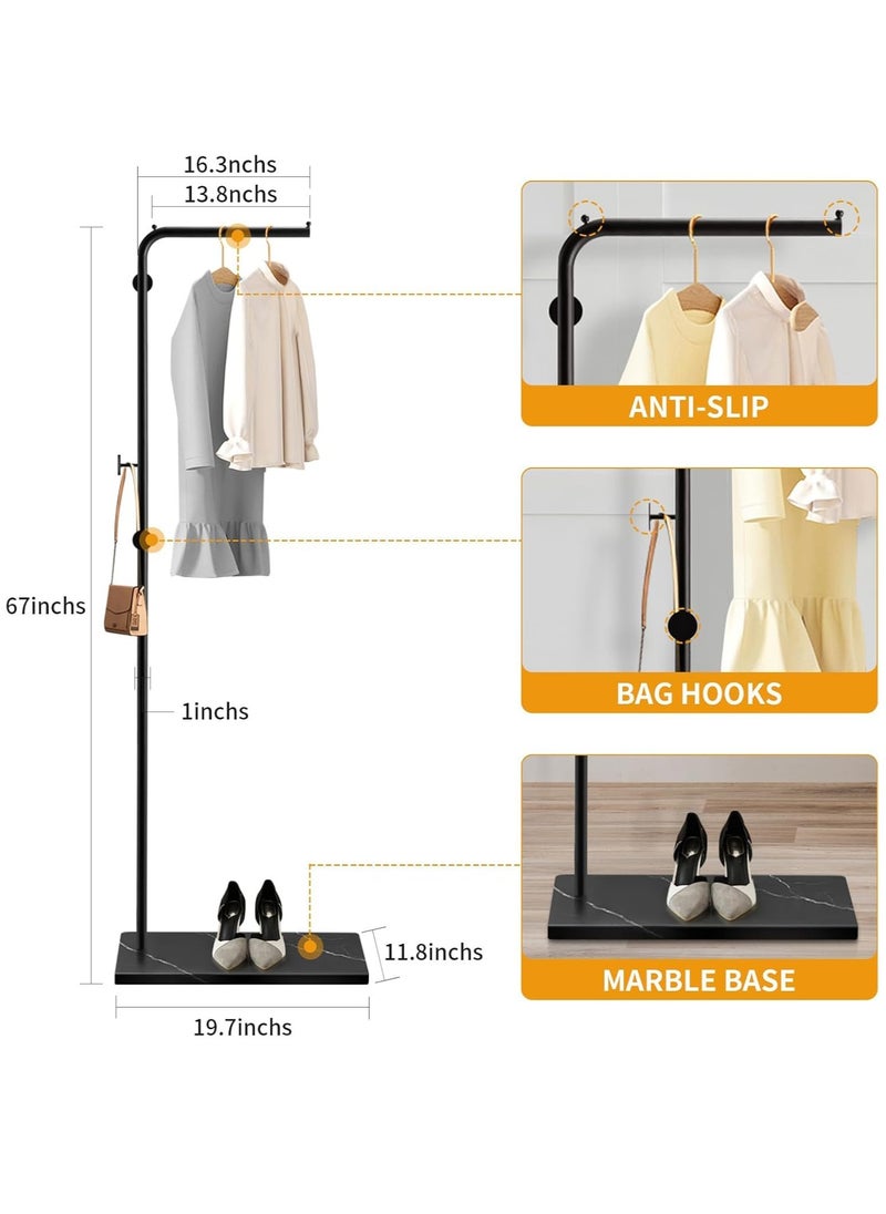 VUCATIN - Metal Coat Rack with Hooks and Stable Base Modern Coat Tree with Crossbar L Shaped Coat Hanger Stand Perchero De Pie Free Standing Coat Rack for Entryway and Corner Shelves (L-Type Black) - Image 1