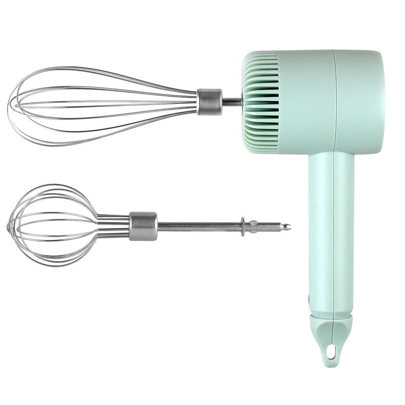 White 3 Speed USB Rechargeable Handheld Electric Eggbeater And Cake Mixer Portable Handheld Whisk Stand Mixer With 2 Stainless Steel Whisks Lightweight For Baking Cookies Muffins Cakes - Image 1