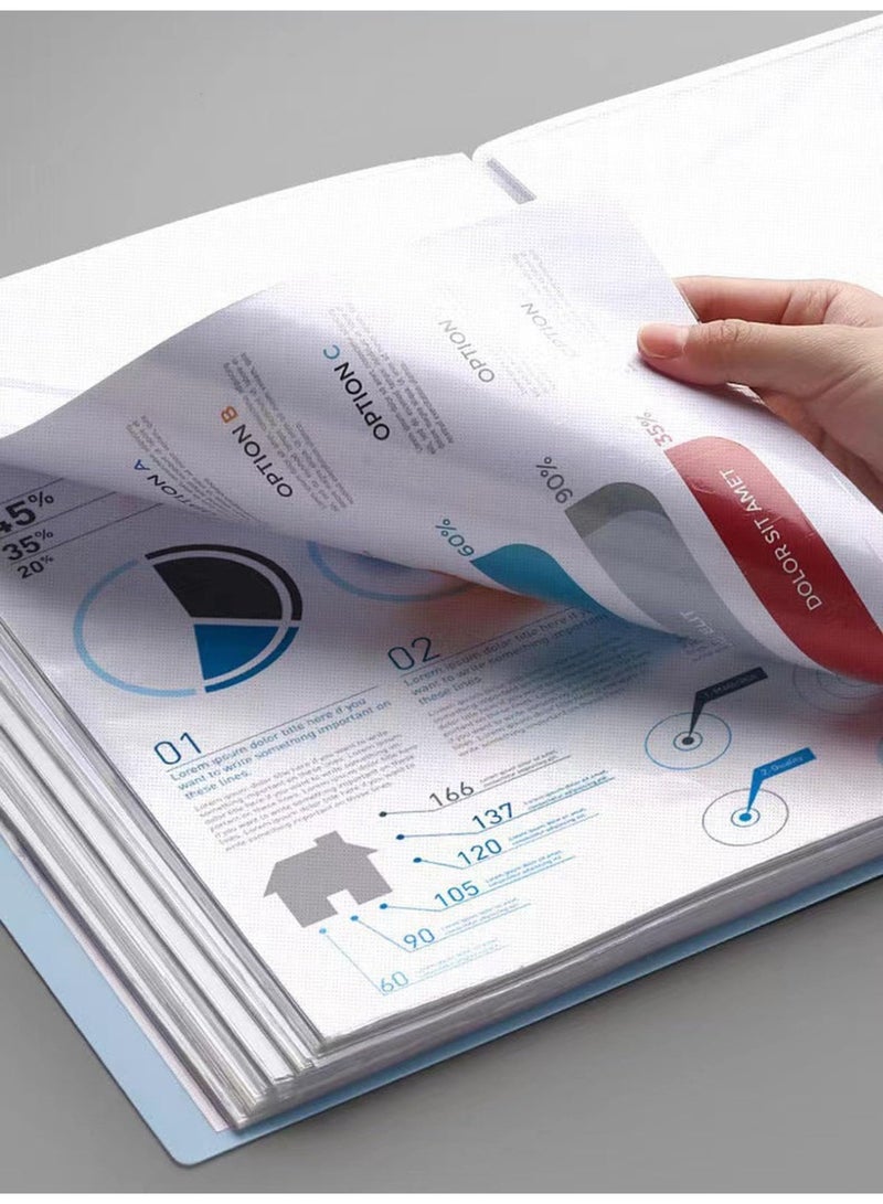 دفتر عرض تقديمي بـ 60 جيب بحجم A4 مع أكمام بلاستيكية شفافة، مجلد حافظة للمستندات والشهادات والوصفات - Image 5