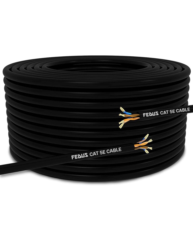 FEDUS 1000 MBPS 150 Meter High Speed RJ45 Cat5e Ethernet Patch Cable LAN Cable Internet Network Computer Cable Cord High Speed Gigabit Category 5 Wires for Modem, Router, Camera, LAN ADSL BLACK - Image 1