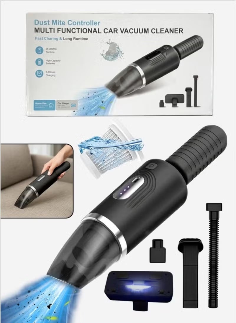 Multi-Functional Cordless Car Vacuum Cleaner & Dust Mite Controller - Portable Handheld Vacuum with Fast Charging, 25-30 Mins Runtime, for Home and Car Use