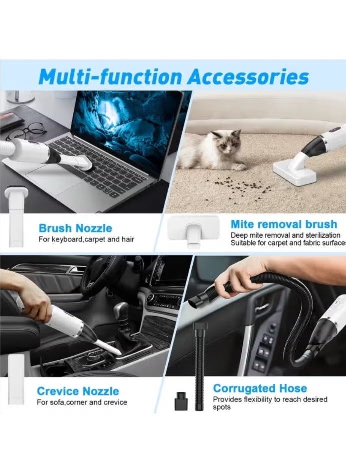 جرين تايجر مكنسة كهربائية لاسلكية متعددة الوظائف للسيارة وجهاز للتحكم في عث الغبار - مكنسة يدوية محمولة مع شحن سريع، ووقت تشغيل من 25 إلى 30 دقيقة، للاستخدام المنزلي والسيارة - Image 5